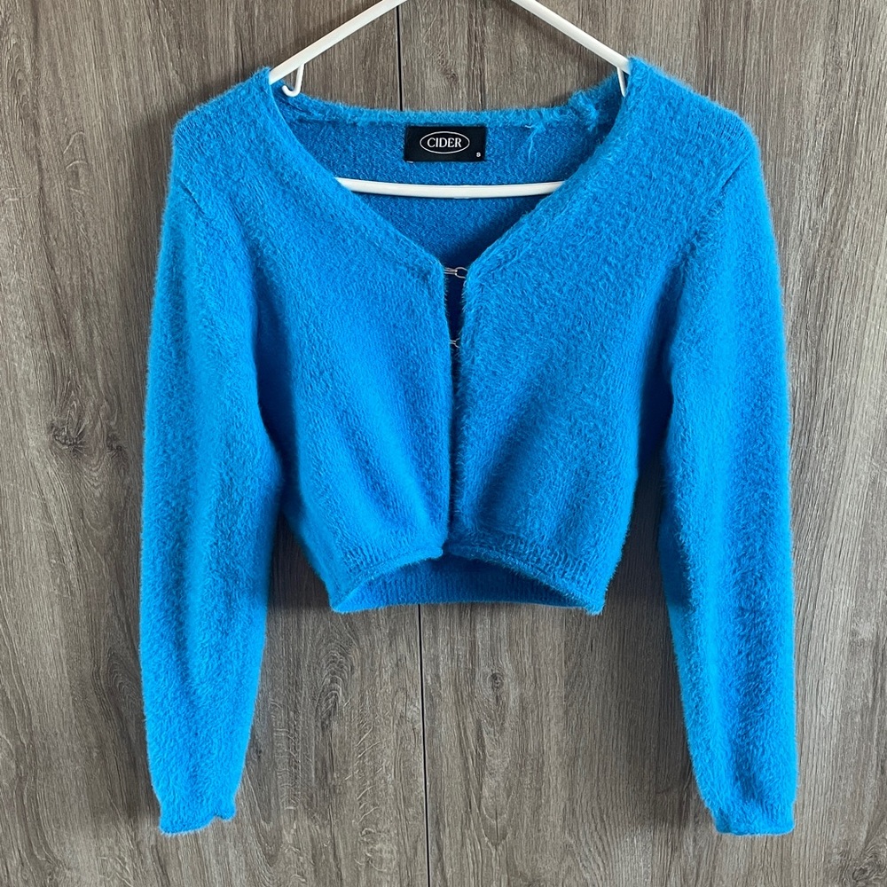 Cider Vibrant Blue Fuzzy Sweater